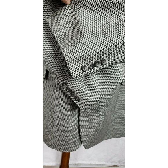Stafford Men's Blazer 3 Button Black/Gray Sports Coat Size 46R Jacket Silk Wool - Picture 6 of 11
